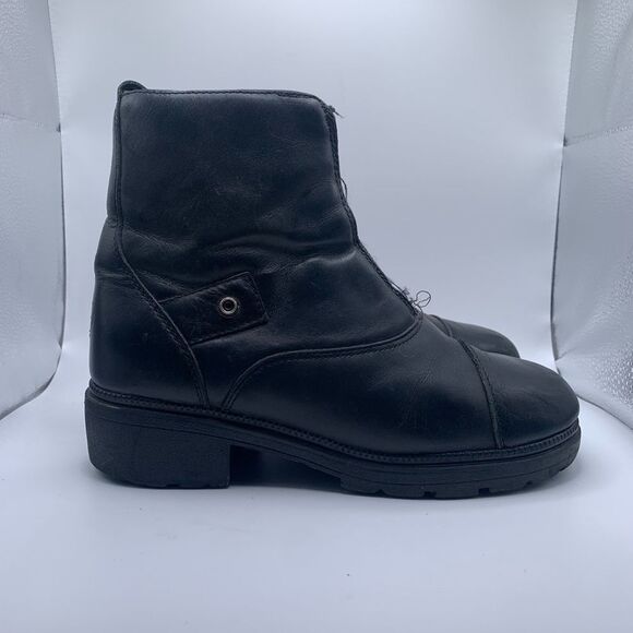 Harley Davidson Womens Black Leather Mid Zip Boots Size 8‎ Shoes - Picture 1 of 9